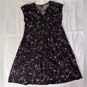 Merona Sleeveless Patterned Black & Purple Flowy Dress
